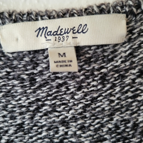 Madewell Gray & White Charlie Cotton Striped Pocket Cardigan Sweater. Size M - Picture 8 of 9
